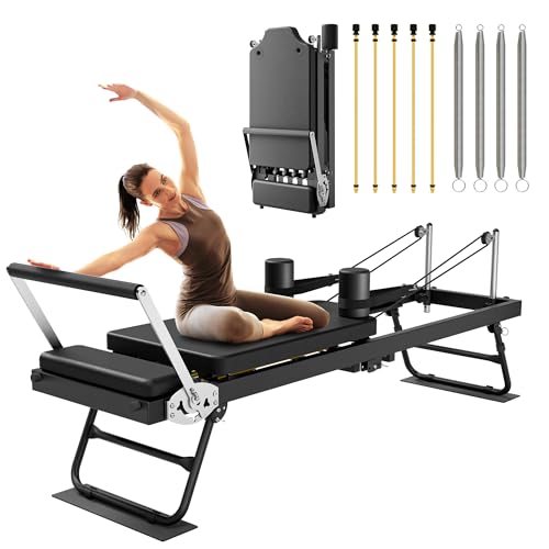 MU Pilates Reformer, Foldable Reformer Pilates Machine & Equipment for Home Use and Gym Workout, Suitable for Advanced and Beginners Users