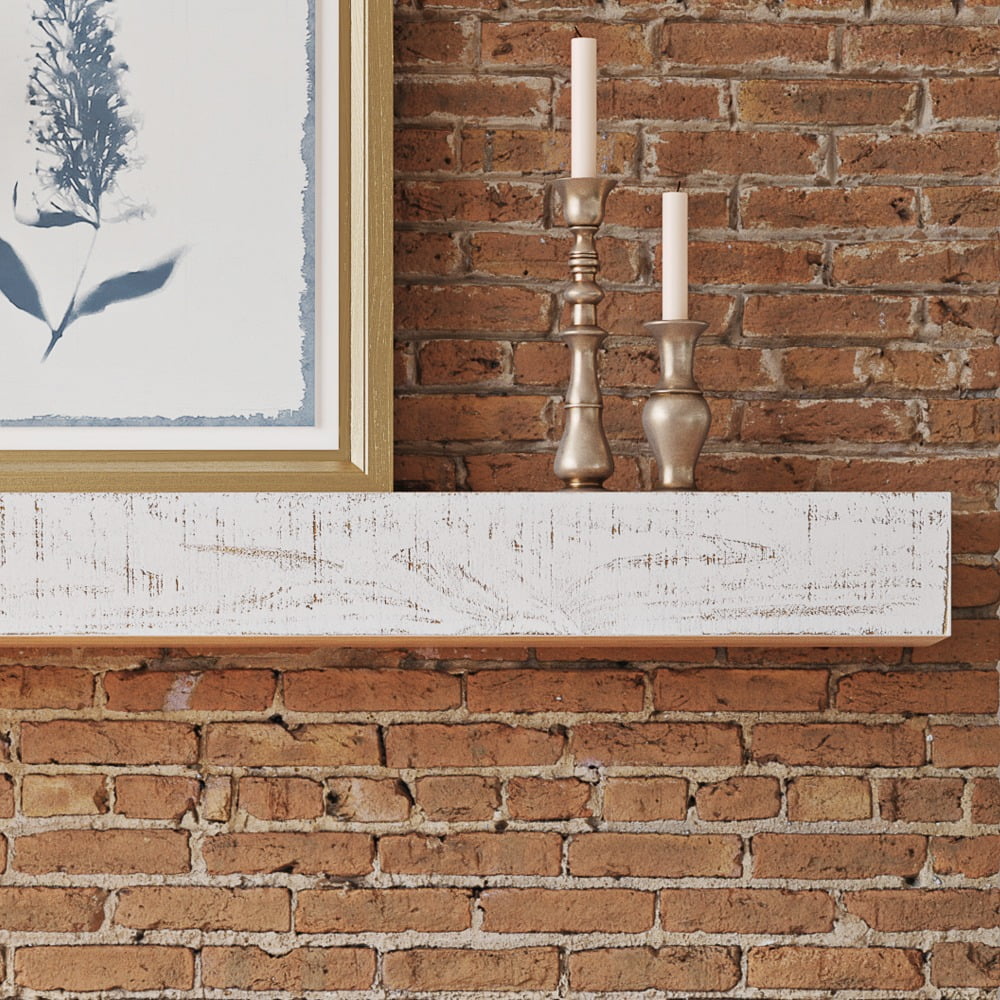 Country Living Hatteras 48" Floating Wood Fireplace Mantel Shelf - Whitewash