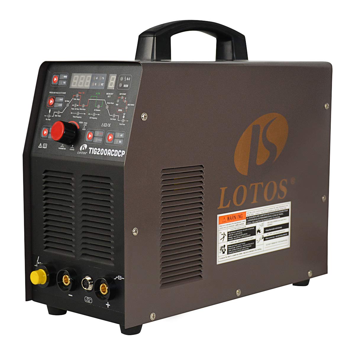 LOTOS TIG200ACDCP 200A AC/DC Pulse Aluminum TIG/Stick ARC Welder with Digital Control, IGBT Square Wave Inverter, 110/220V Dual Voltage
