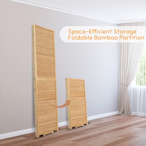 Bamboo Room Divider Folding Privacy Screens, Wall Divider for Room Separation, Portable Room Partitions and Dividers