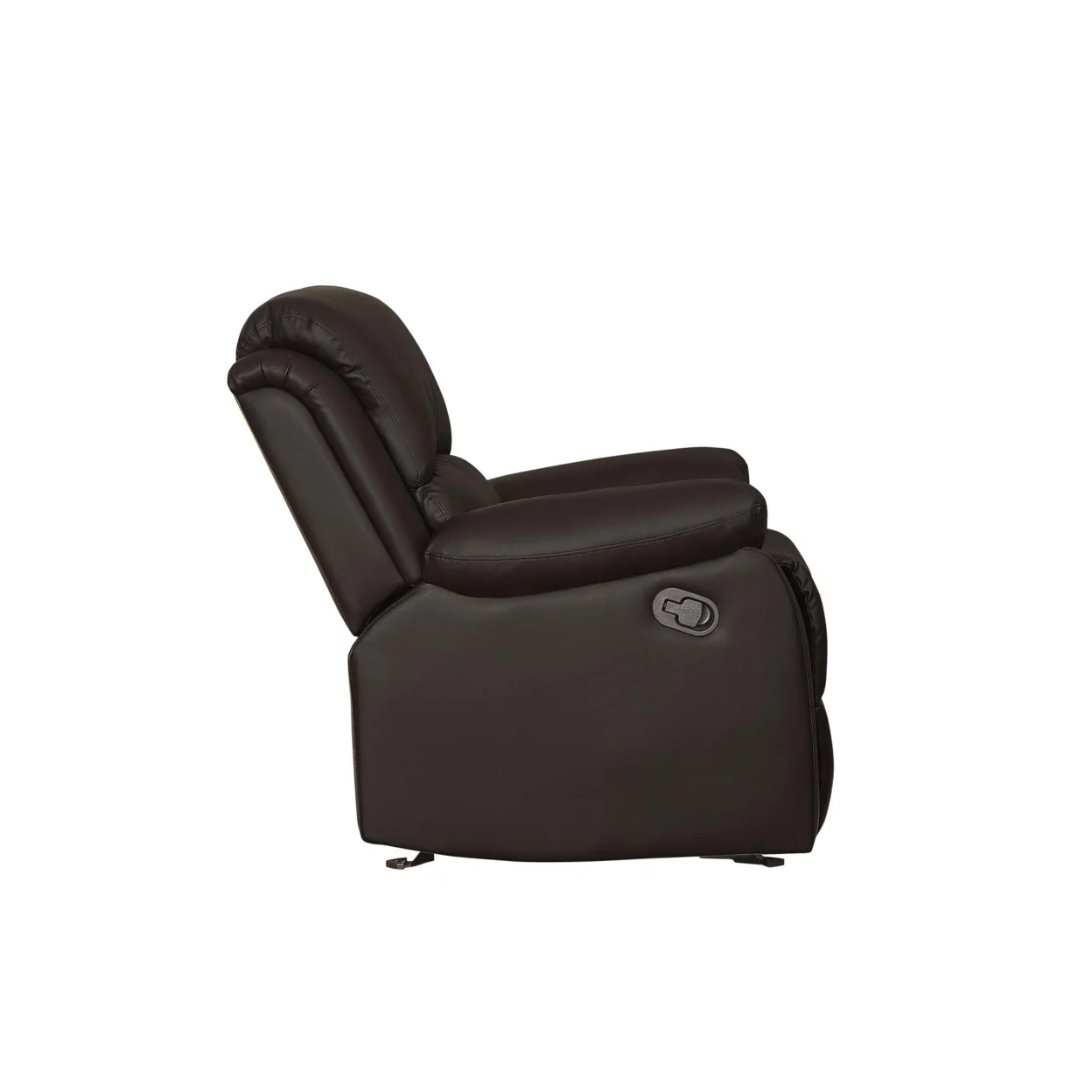 Lexicon Clarkdale Transitional Faux Leather Glider Reclining Chair in Dark Brown
