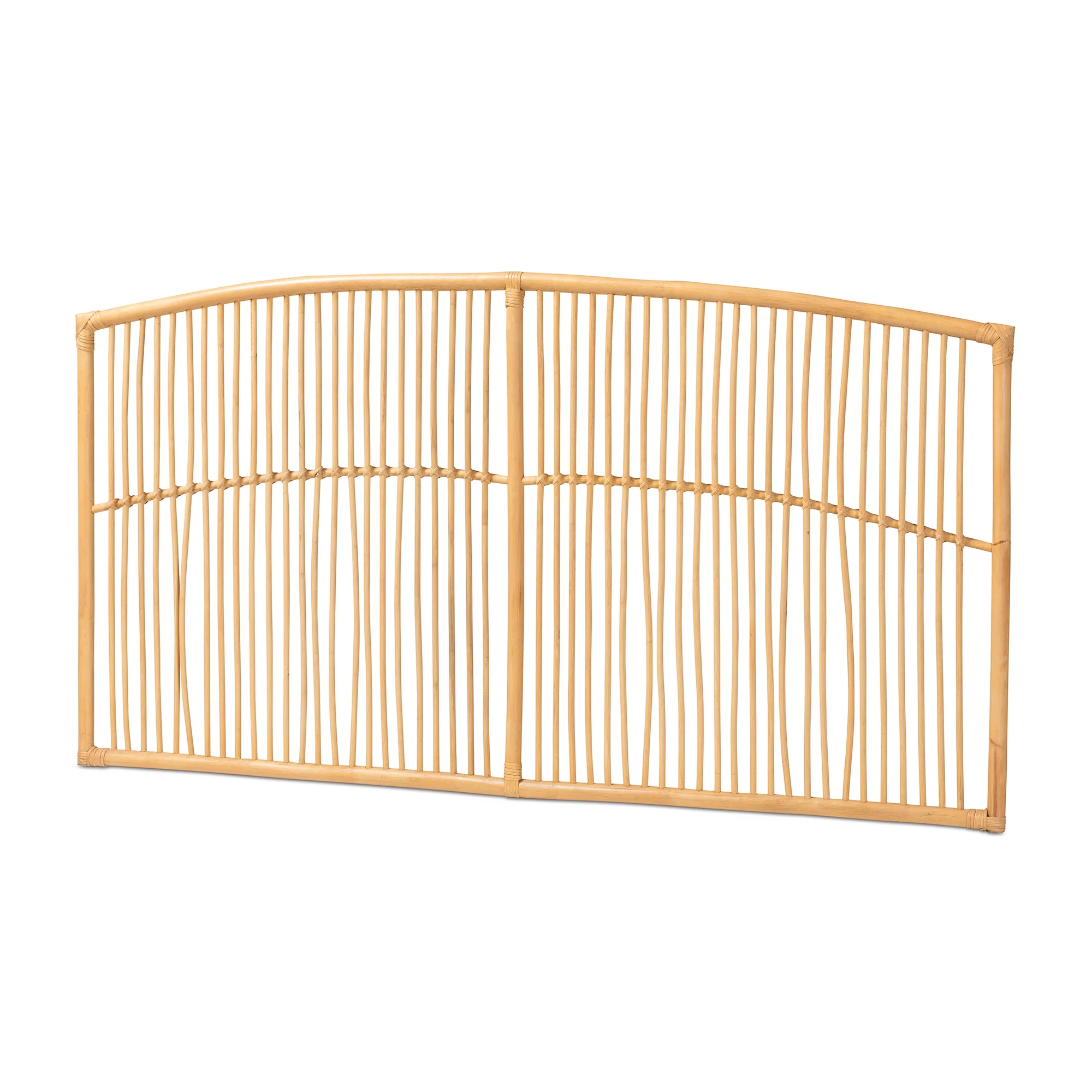 bali & pari Malvina Modern Bohemian Natural Brown Rattan Queen Size Wall-Mount Headboard
