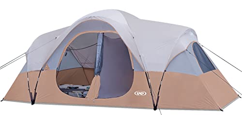 UNP Camping Tent 10-Person-Family Tents, Parties, Music Festival Tent, Big, Easy Up, 5 Large Mesh Windows, Double Layer, 2 Room, Waterproof