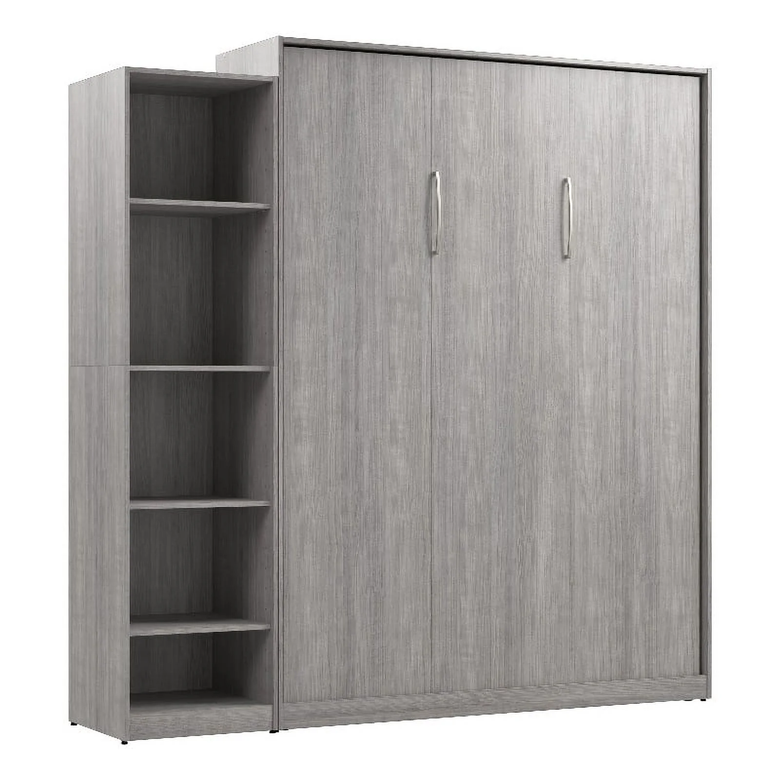 Bestar USA Claremont Wood Queen Murphy Bed with Closet Organizer in Gray - Curated Treasures Market