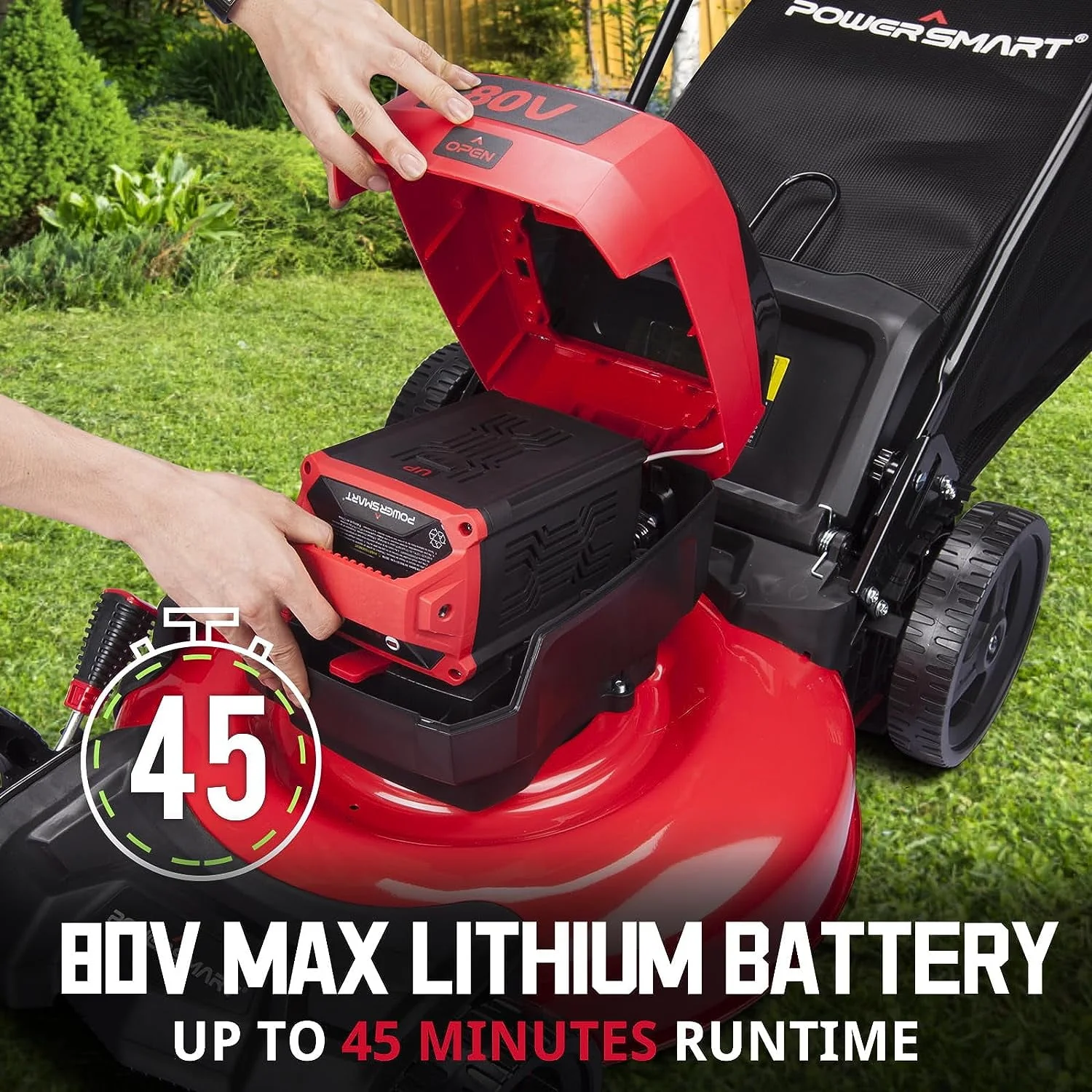 PowerSmart 80V MAX 21 Cordless Lawn Mower, 3-in-1 Brushless Electric Lawn Mower with 6.0Ah Lithium-Ion Battery & Charger (DB2821)