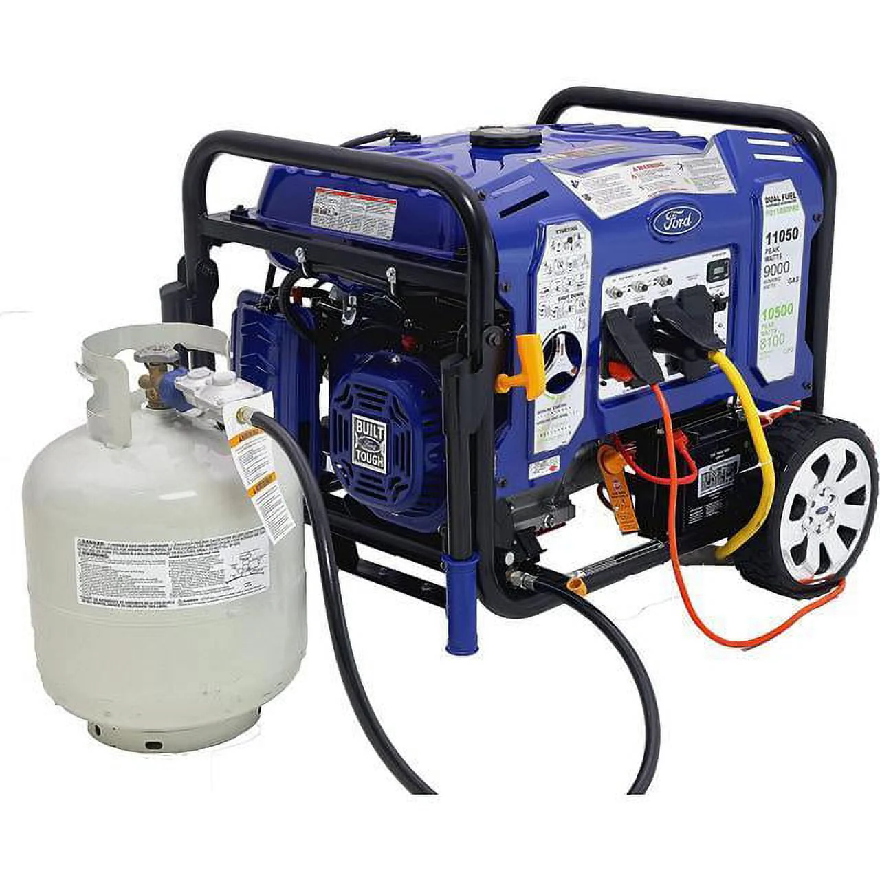 Ford, 11050W Dual Fuel Portable Switch & Go Technology and Electric Start FG11050PBE-A Generator, Blue