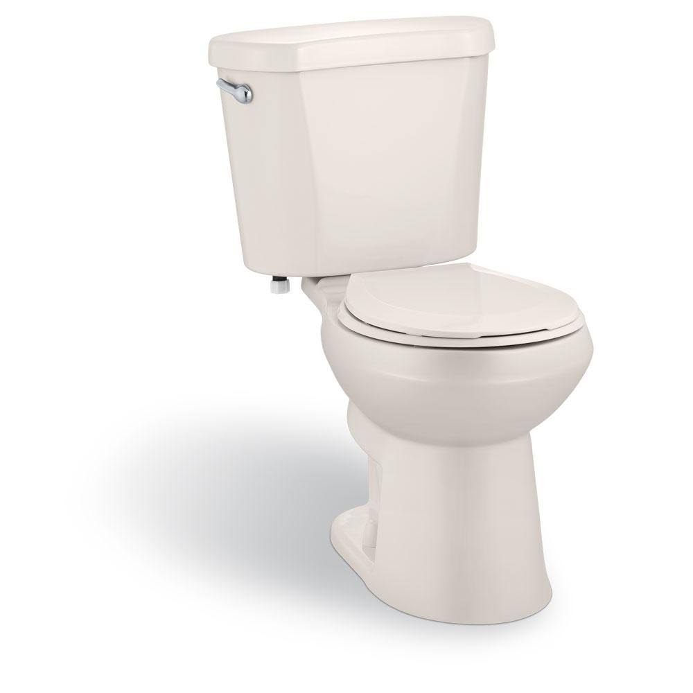 Glacier Bay 2-Piece 1.28 GPF High Efficiency Single Flush Round Toilet in Biscuit