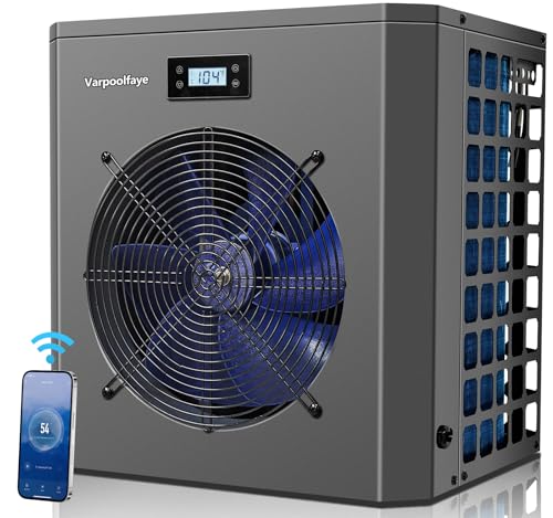 16000 BTU Electric Pool Heater For Above Ground Pool 5000 Gallon Swimming Pool Heat Pump Heating Cooling Mode WiFi Control Schedule Pool Heater 120V