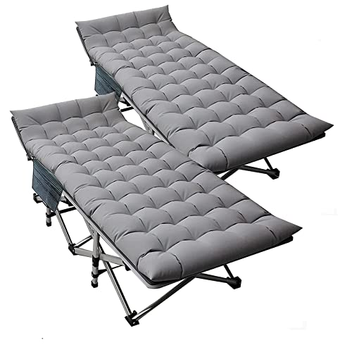 DoCred Folding Camping Cot with Mattress, 2 Pack Heavy Duty Folding Cot for Adults, Portable Sleeping Cot Bed Adults Outdoor Bed with Carry Bag