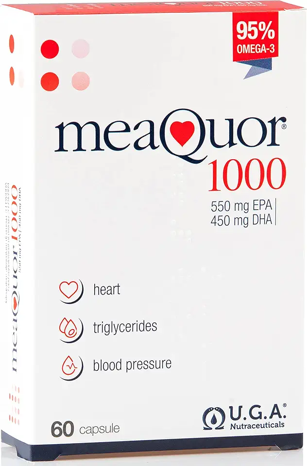 Meaquor 1000 Omega 3 Fish Oil Supplement IFOS Certified - Omega3 with 1000mg EPA and DHA per Capsule - No Aftertaste, Non-GMO (60 Softgels)