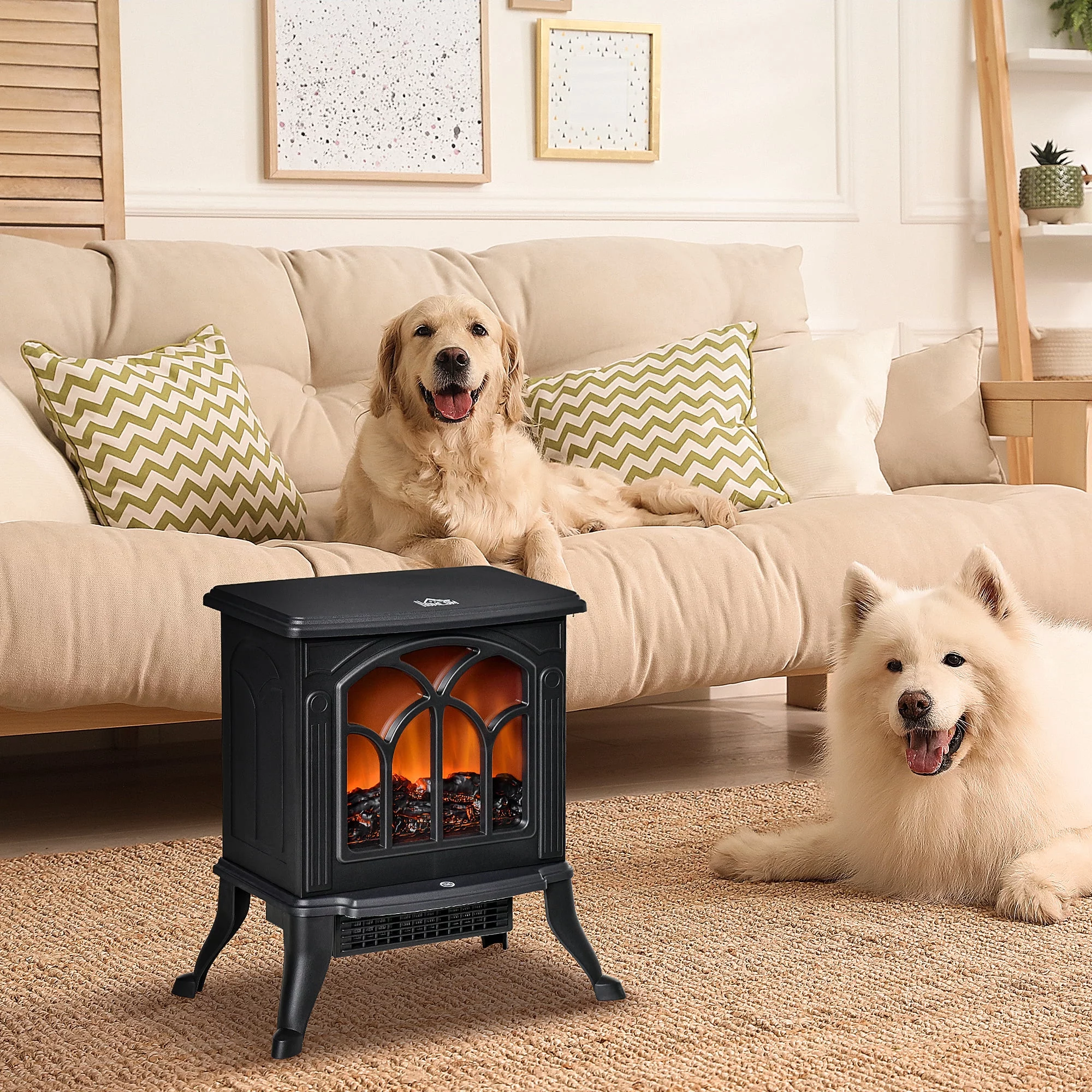 Infrared Quartz Electric Fireplace Stove Heater, Black