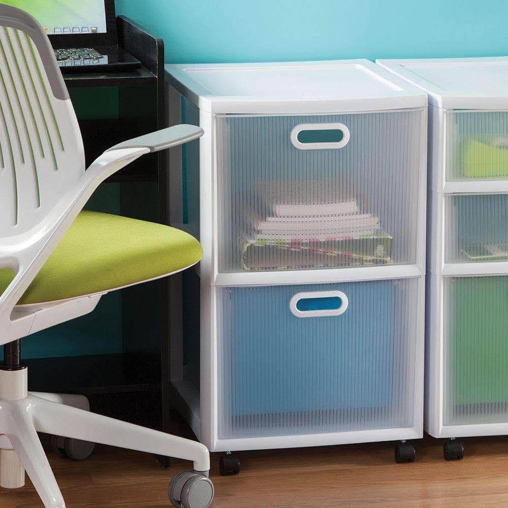 Sterilite 36208002 Ultra 2 Drawer Portable Rolling Storage Cart, White (6 Pack)