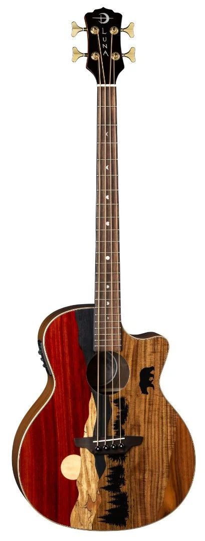 Luna Vista Bear Acoustic Electric 4 String Bass Guitar with Hardshell Case - Curated Treasures Market