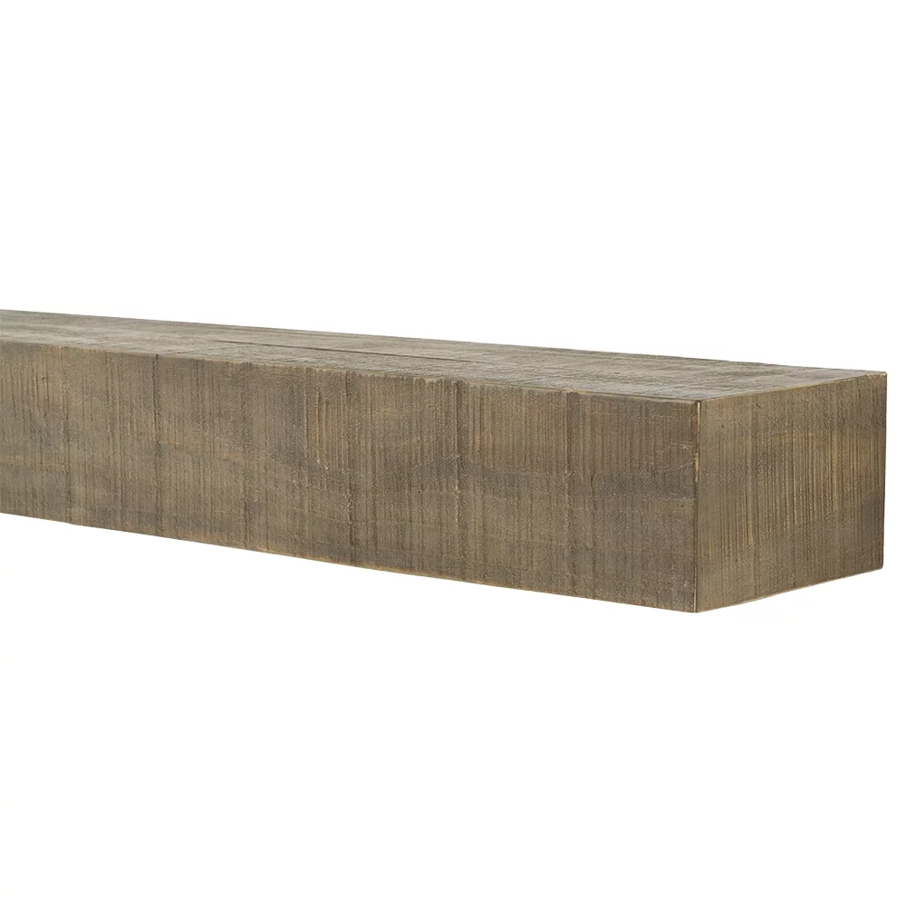 Country Living Wood Fireplace Mantel Shelf - Stockbridge 48 Inch Beach Sand Finish | Rustic Distressed Pine Shelf with Hand-Hewn Details