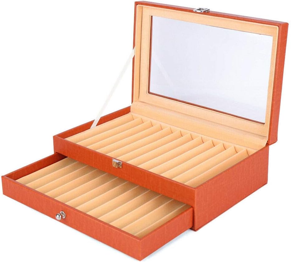 Fountain Pen Display Case Box 36 Slots Wooden Collector Case Double/Three Layer Two-color Storage Box as a Gift for Father, Boyfriend, Husband, Son