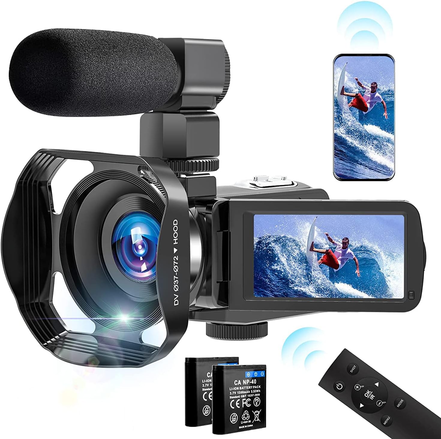 4K Video Camera Camcorder UHD 48MP WiFi IR Night Vision Vlogging Camera for YouTube 3.0 Inch Touch Screen 18X Digital Zoom Camera Recorder with
