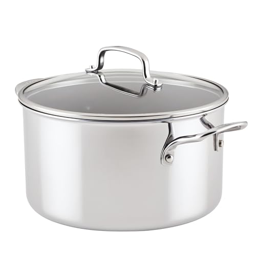 Circulon C1 Series Clad Stainless Steel with ScratchDefense Technology Cookware Nonstick Induction Stockpot with Lid, Metal Utensil Safe, 8 Quart