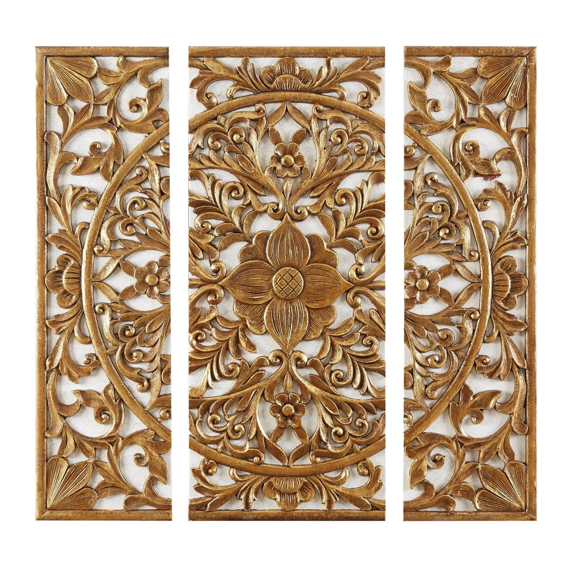 Madison Park Gold Medallion 3 Piece Canvas Set Medallion 3D Design