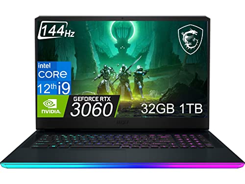 MSI GE76 Raider 17.3" 144Hz (Intel 12th Gen 14-Core i9-12900H, 32GB DDR5 RAM, 1TB PCIe SSD, GeForce RTX 3060 6GB) FHD Thin Bezel Gaming Laptop