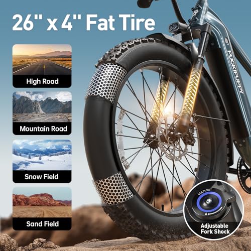 Electric Bike for Adults with 960W(Peak), 26" Fat Tire Electric Mountain Bike，48V 15AH Removable Battery Ebike