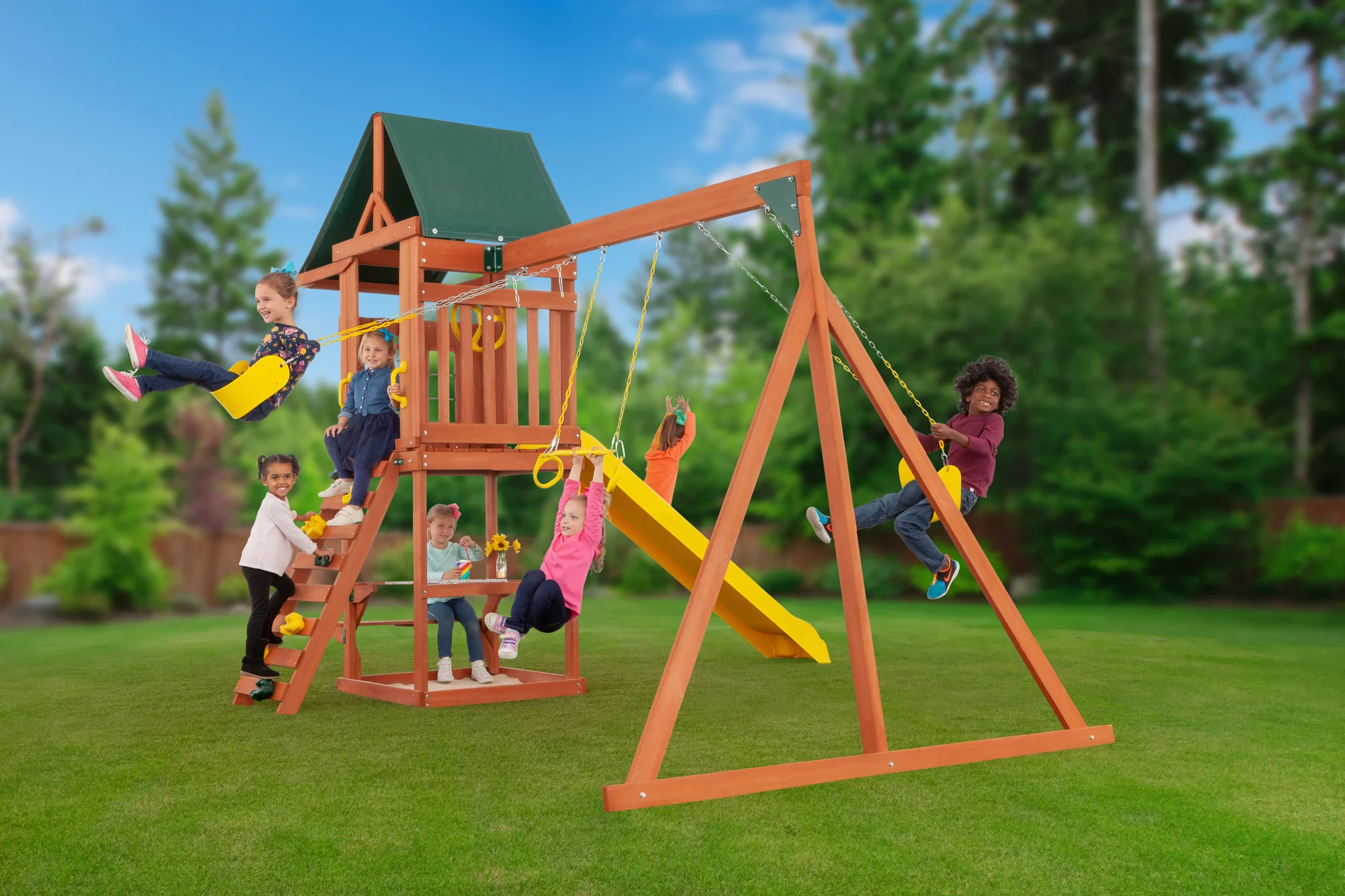 Creative Cedar Designs Cedar Cottage Wooden Swing Set
