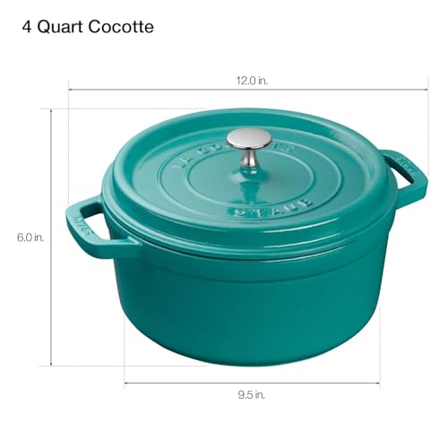 STAUB Cast Iron Dutch Oven 5.5-qt Round Cocotte, Made in France, Serves 5-6, Black Matte