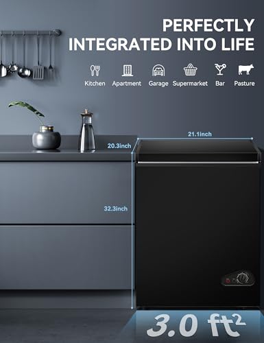 7.0 Cu Ft Chest Freezer - Energy Efficient & Quiet Mini Freezer with Adjustable Thermostat - Compact Deep Freezer for Home, Apartment, and Garage