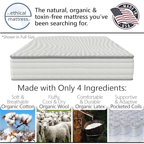 Ethical Mattress CO 10" Toxin-Free Hybrid Mattress, Made in The USA with Organic Cotton, Wool