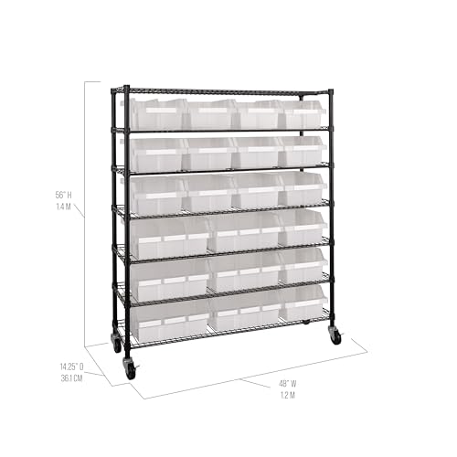 Seville Classics Heavy Duty NSF Bin Rack Solid Steel Wire Shelving Storage Unit, Patented Organizer for Garage, Warehouse, Office, Restaurant