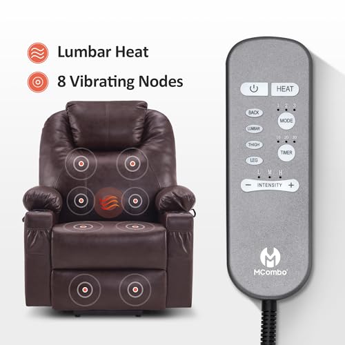 MCombo Dual Motor Large Power Lift Recliner Chair for Elderly, Lay Flat Lift Chair with Heat and Massage, Big Lift Recliner for Tall People