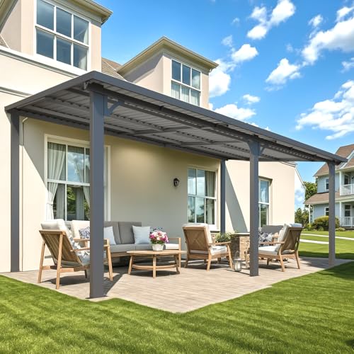 AECOJOY 10&rsquo; x 10&rsquo; Gazebo, Wall Mounted Gazebos Pergola on Clearance, Outdoor Patio Lean to Gazebo Awnings for Deck, Porch