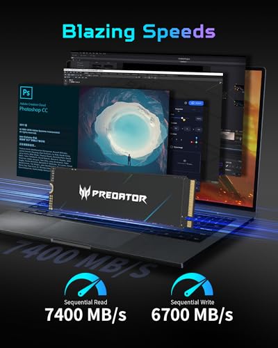 Predator M.2 SSD 2TB GM7000 with DRAM Cache NVMe 1.4 2280 PCIe Gen4&times;4 Ultra high Speed (Maximum Read: 7400MB/s