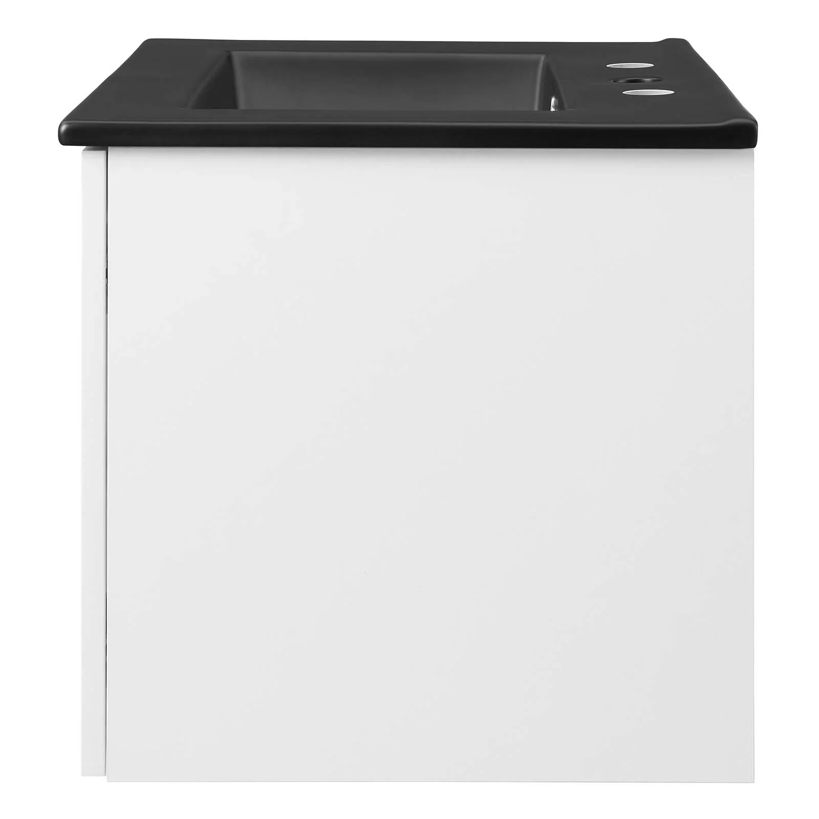 Sink Vanity Cabinet, Wall Mounted, Melamine, White Black, Modern Contemporary Urban Design, Hotel Bedroom Bathroom Master Suite Guest