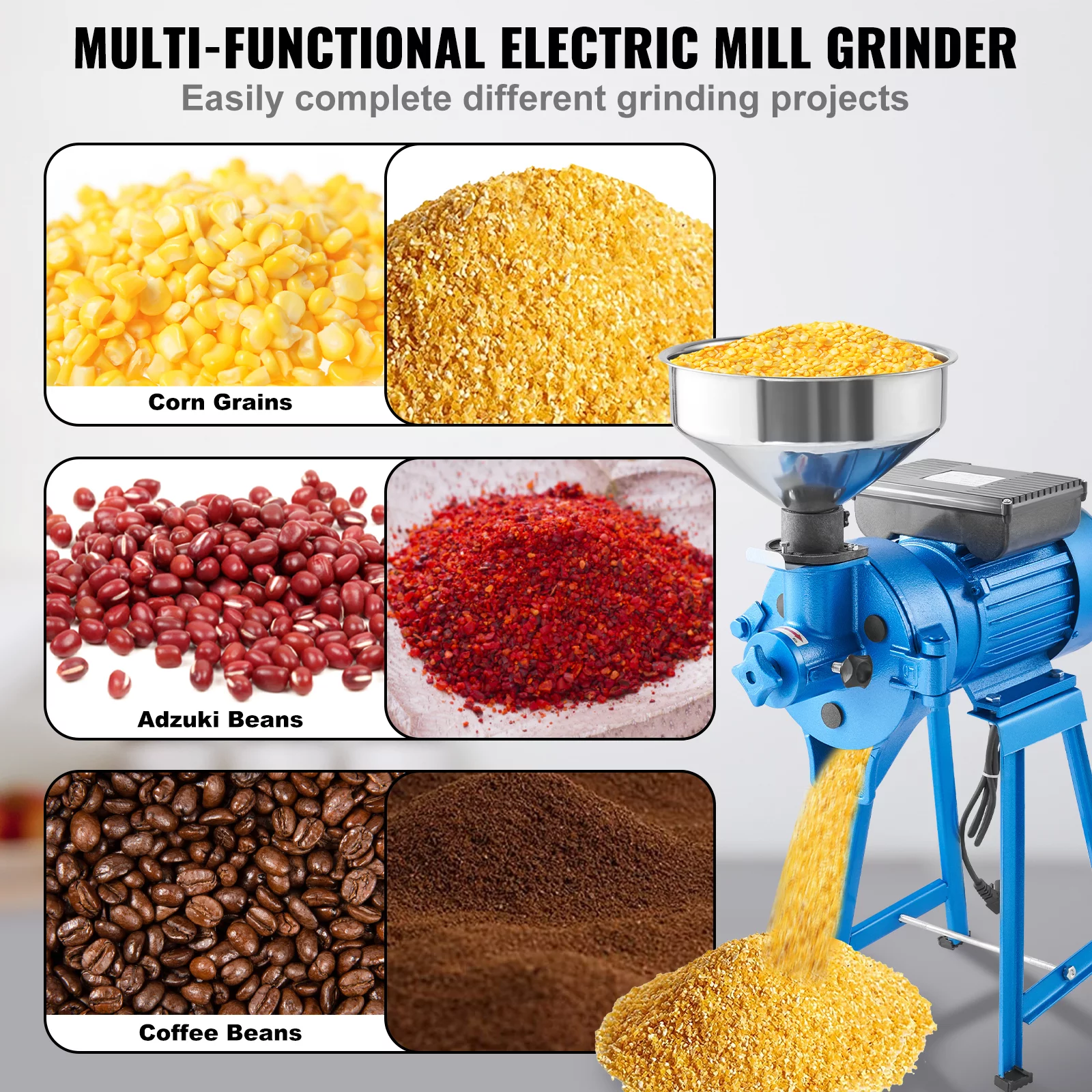BENTISM 1500W Electric Grain Mill Grinder110V Spice Grinders Corn Wheat Flour Cereal Mill Wheat Grinders & Dry & Wet Grinder
