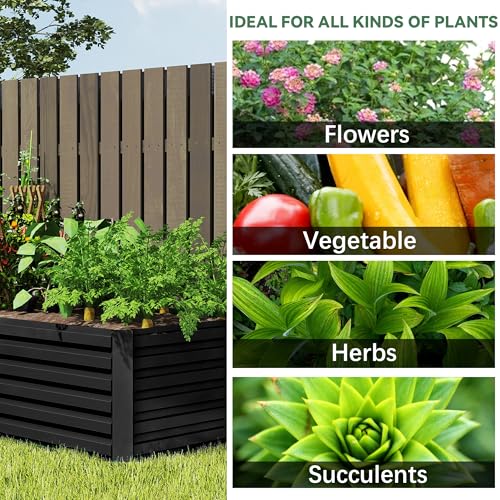 FOOWIN 2pcs 8x4x2ft Galvanized Raised Garden Bed, Planter Raised Garden Boxes Outdoor, Large Metal Raised Beds for Gardening