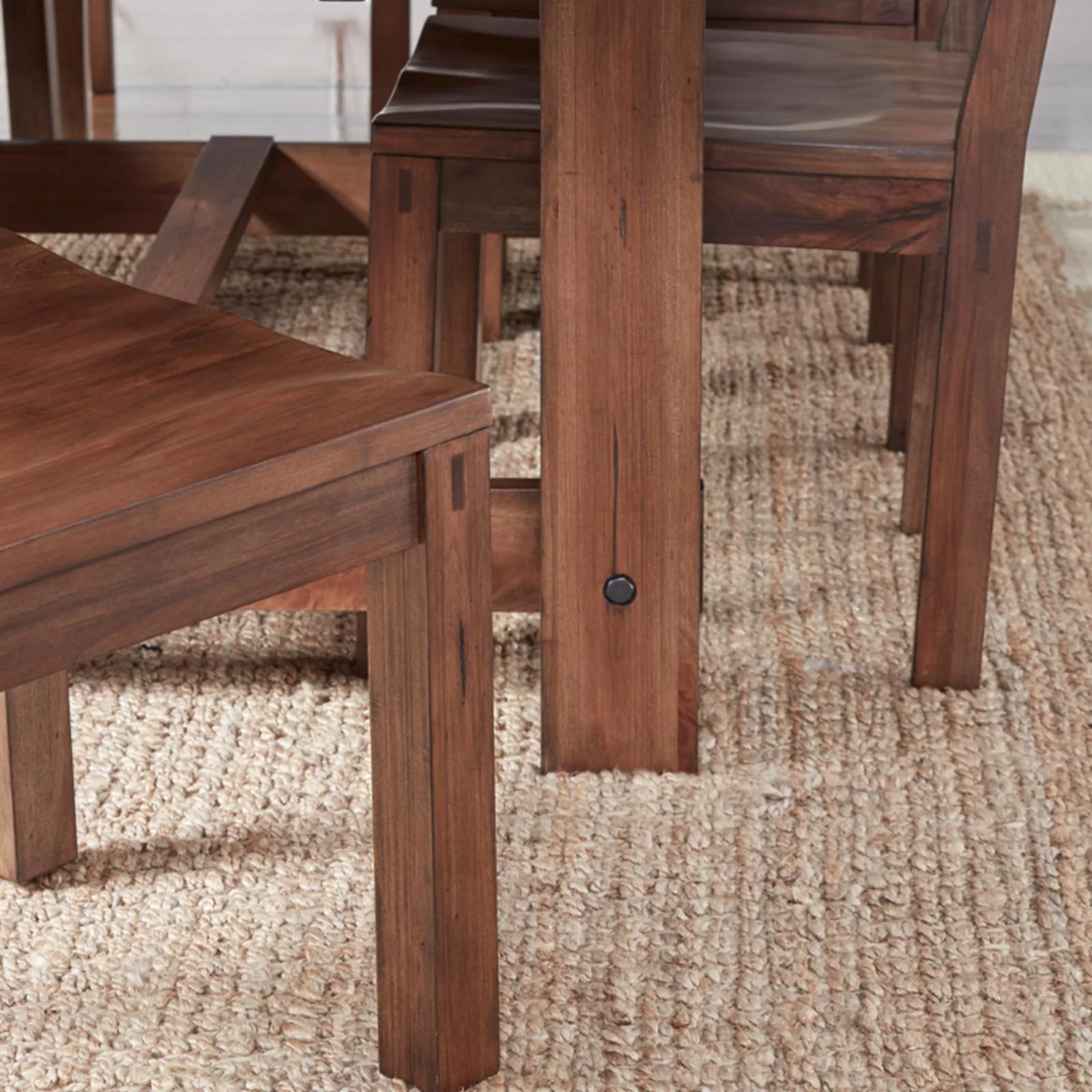 A-America Anacortes 69" Solid Wood Trestle Table with Extension Leaf in Mahogany