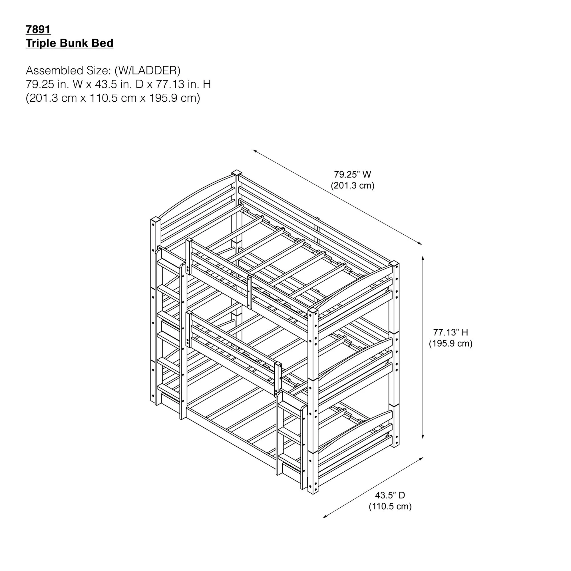 Dorel Home DHP Sierra Triple Bunk Bed, Mocha