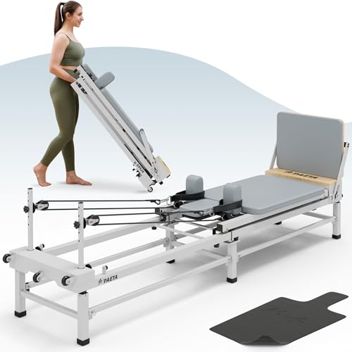 PAETA Pilates Reformer, 91" Foldable Reformer Pilates Machine with Adjustable Reformer Heights