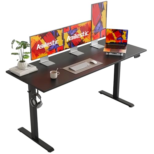 Agilestic L Shaped Electric Standing Desk with 2 Drawers, 63 Inch Ergonomic Adjustable Height Desk with Storage