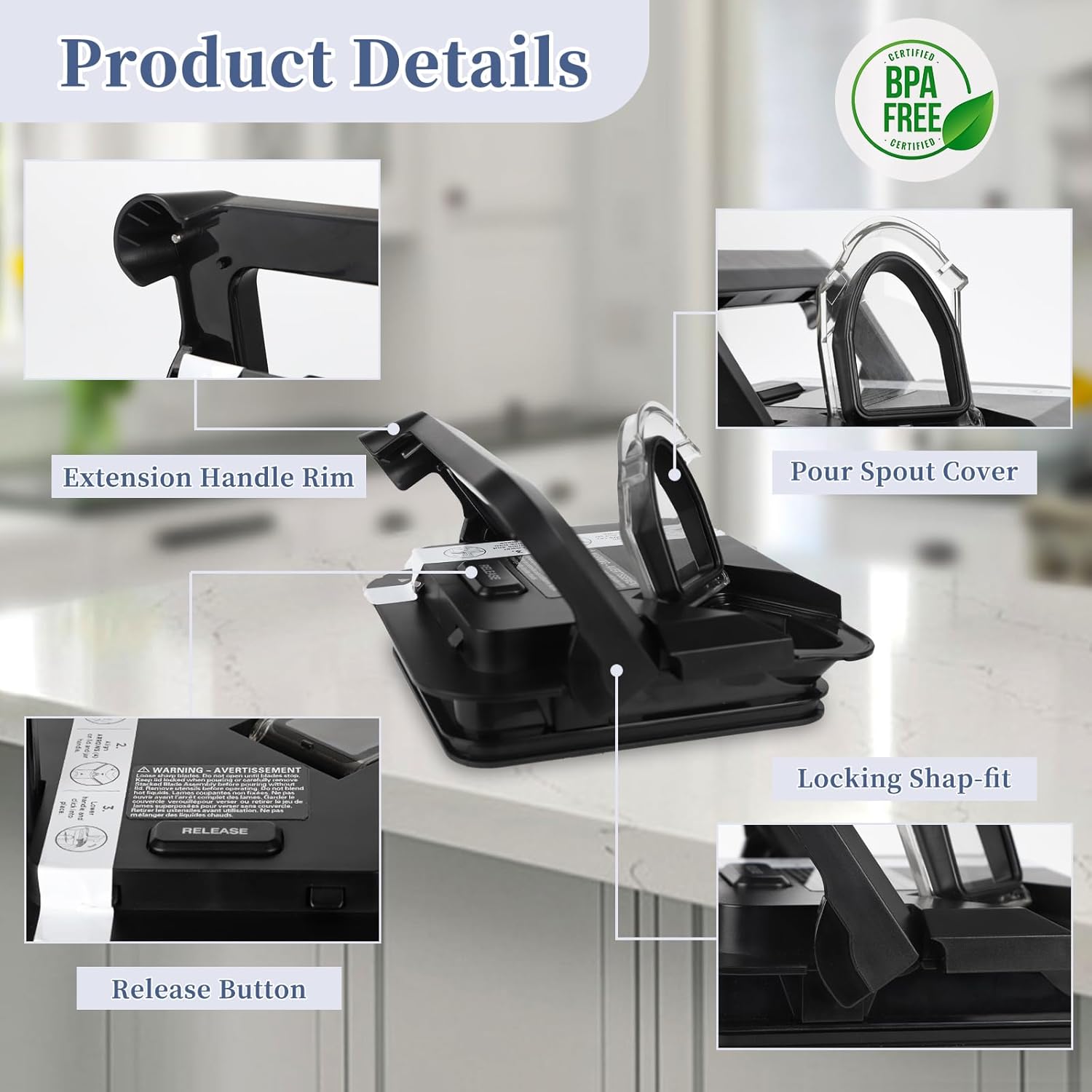 For Ninja Blender Lid Top Replacement, BL610 Professional Blender 1000 Lid Replaces (NEW Model) DB751A BN753TGT CT610 C0610B C0650B BN750 BN751