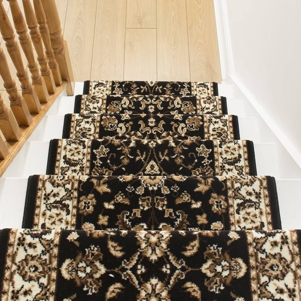 runrug USA Persian Black Stair Carpet Runner Length: 27 foot, WIDT