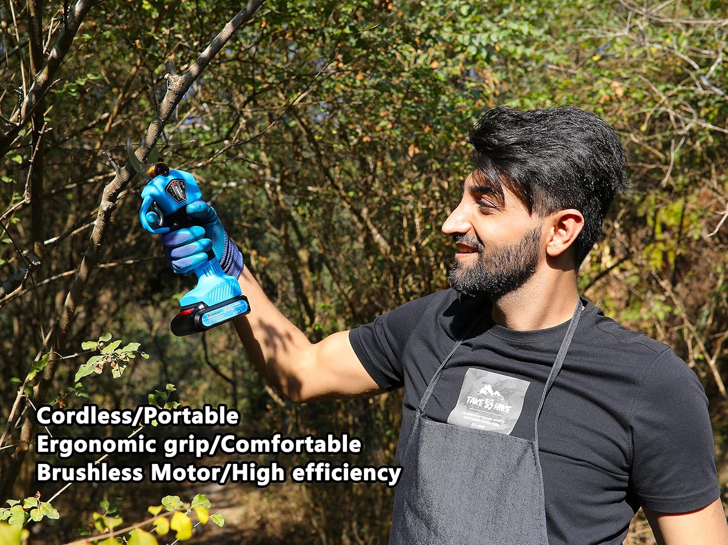 KOMOK Professional Cordless Electric Pruning Shears, 2PCS Backup Rechargeable 2Ah Lithium Battery Powered Tree Branch Pruner