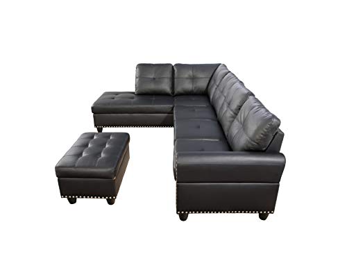 Devion Furniture Regis 4-in-1 Convertible L Shaped Couch with Pull Out Bed and Storage, Sectional Sleeper Sofa with Reversible Chaise for Living Room