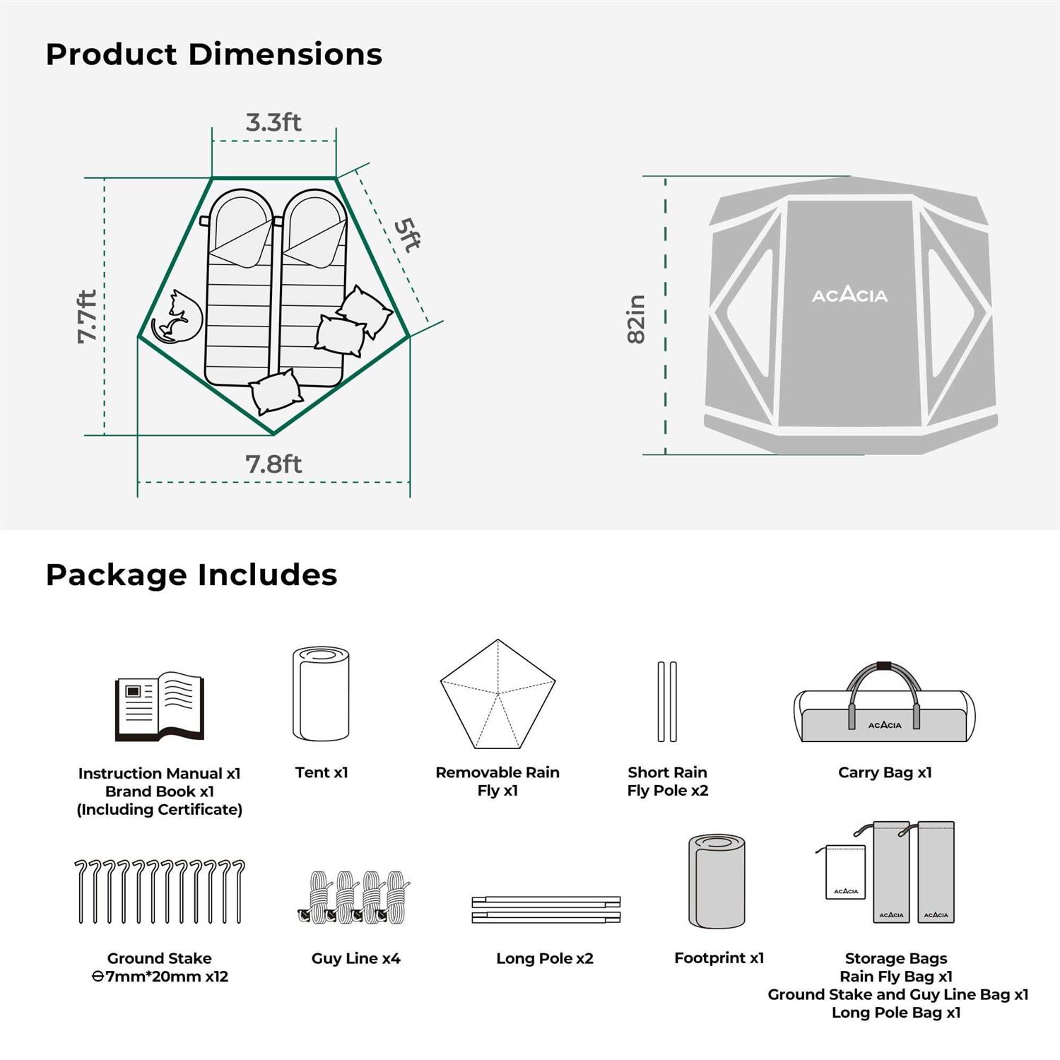 Space Acacia Person Tent Camping Pop-up - Sports Supplies Online Store
