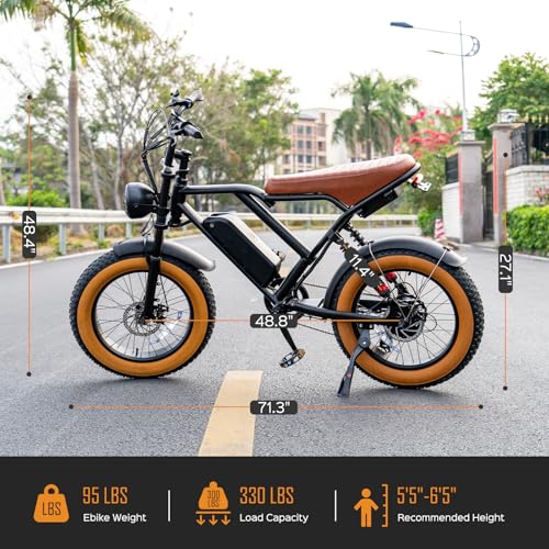 S8 Electric Bike for Adult, 1000W 20" Fat Tire 48V 17.5AH Removable Battery, Max 35-70 Miles Electric Motorcycle