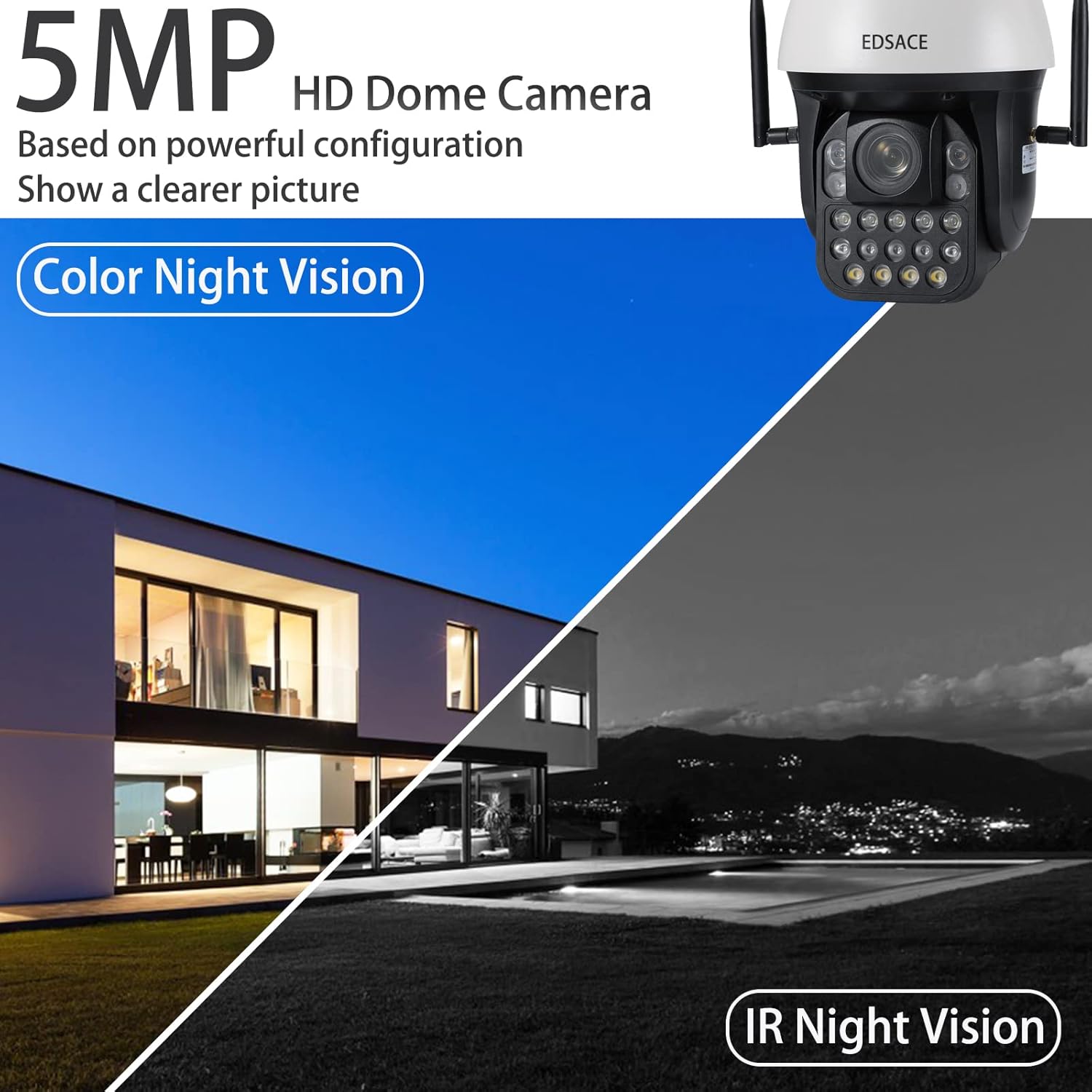 5MP PTZ Camera 36X Optical Zoom,Security Speed Dome Camera,Ontinuous 360° pan,Auto Tracking,Human Detection,Two Way Audio