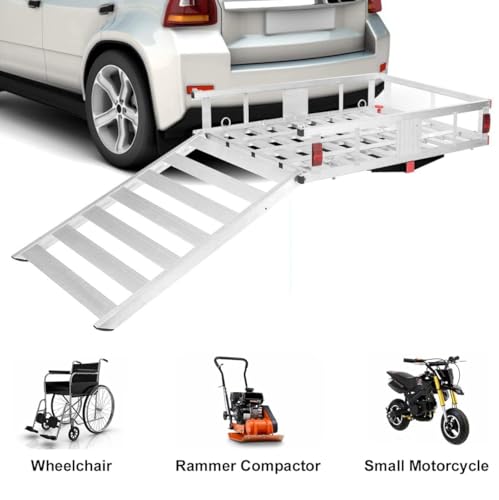 ERGOMASTER Hitch Cargo Carrier, 500lb Capacity Trailer Hitch Mount Cargo Carrier with Ramp