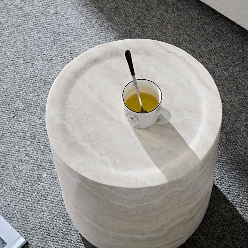 JUSTONE 15.75 ''Round Coffee Table, Accent End Table for Living Room Office Apartment, Modern Minimalist Side Table with Faux Marble Pattern