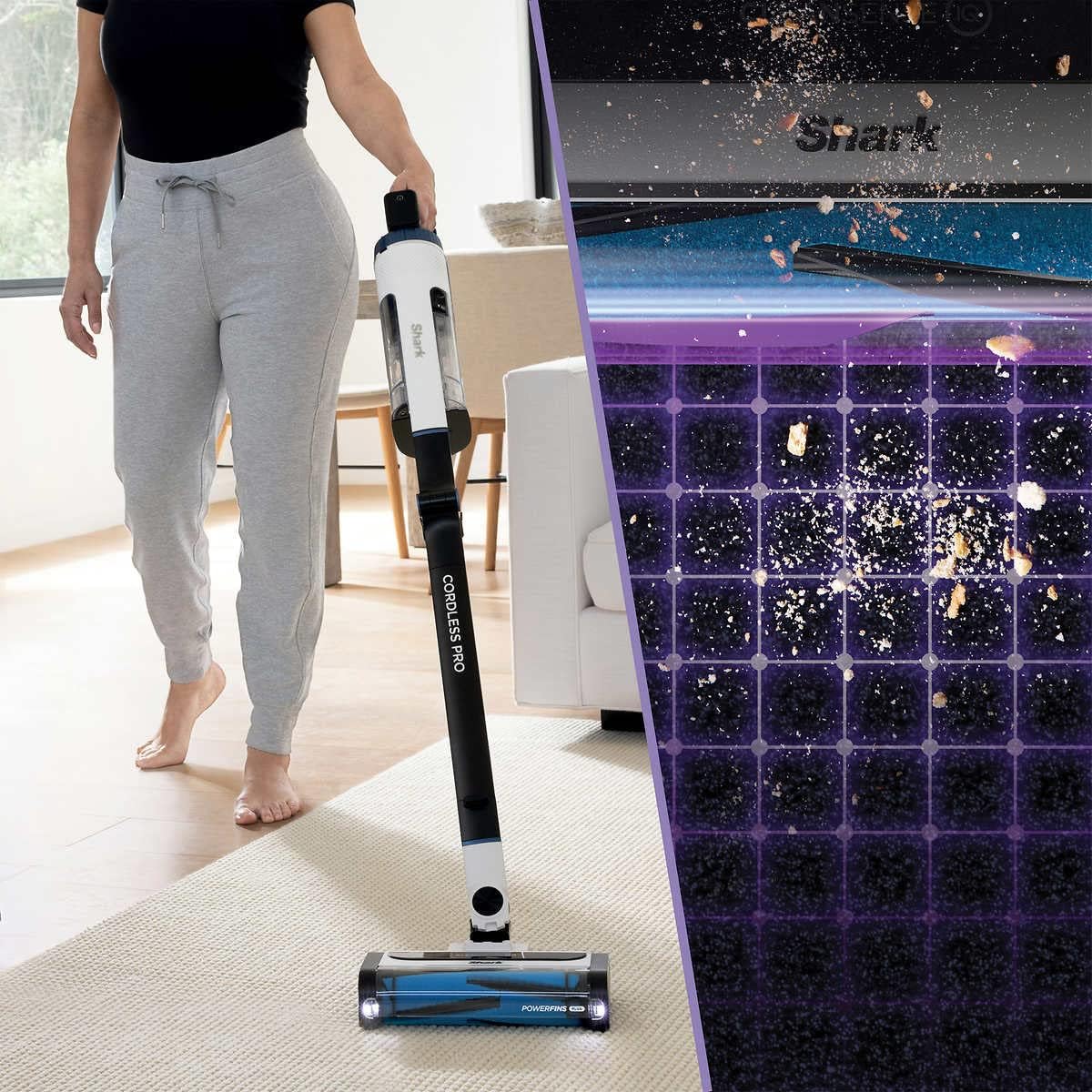 SHARK UZ565H Pro Cordless Vacuum with Clean Sense IQ & MultiFLEX Technology, PowerFins Plus Brushroll