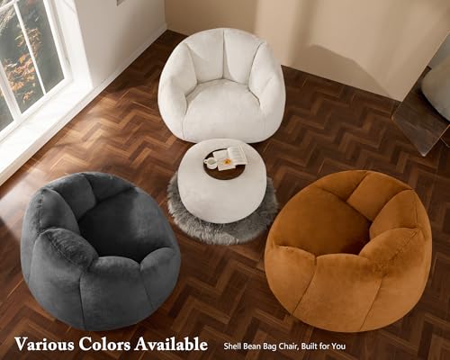 Giant Bean Bag Chair for Adults - Comfy Plush Round Shell Soft Accent Chair, Oversized Cozy Lounge Floor Sofa Reading Chair